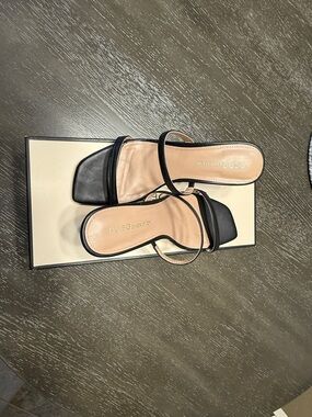 BCBGMaxAzria Black Minimal Strappy Square-Toe Mules